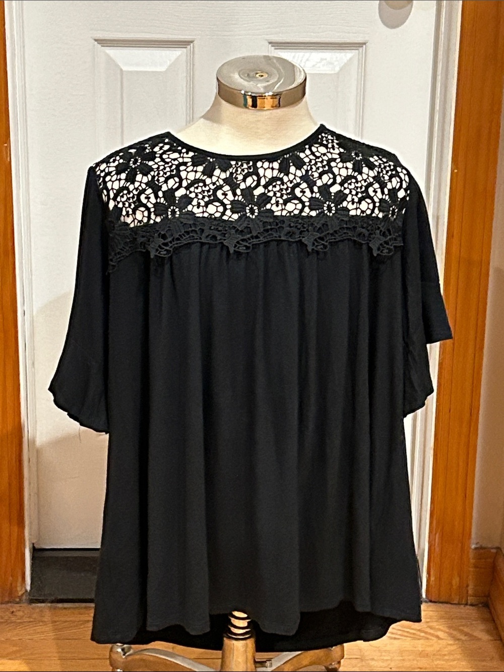 Jane and Delancey Black Lace Yoke Blouse